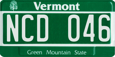 VT license plate NCD046