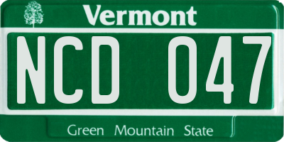 VT license plate NCD047