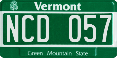 VT license plate NCD057