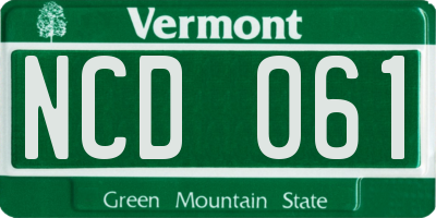 VT license plate NCD061