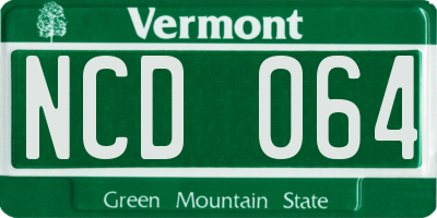 VT license plate NCD064