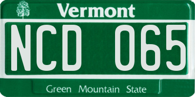 VT license plate NCD065