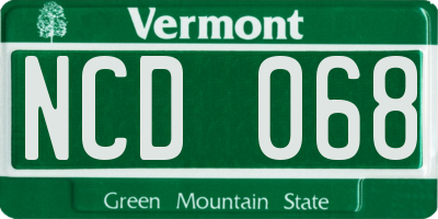 VT license plate NCD068