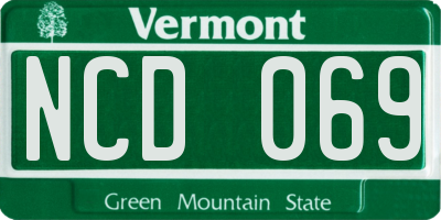 VT license plate NCD069