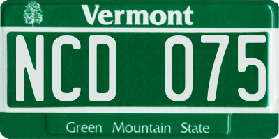 VT license plate NCD075