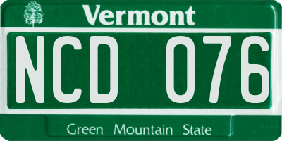 VT license plate NCD076