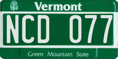 VT license plate NCD077