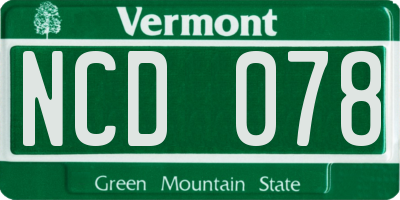 VT license plate NCD078