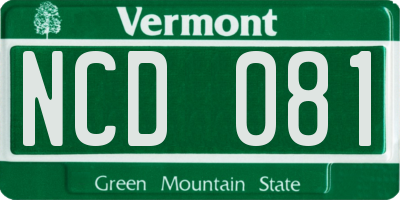 VT license plate NCD081