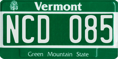 VT license plate NCD085