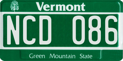 VT license plate NCD086
