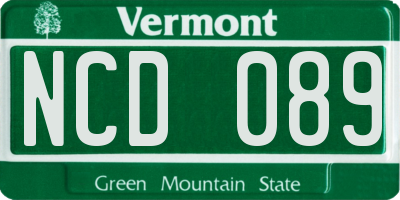 VT license plate NCD089