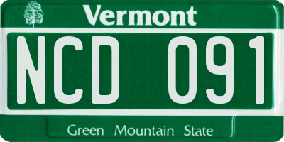 VT license plate NCD091