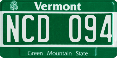 VT license plate NCD094