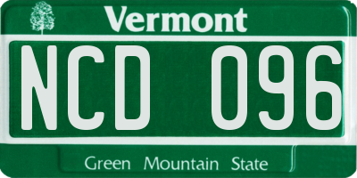 VT license plate NCD096