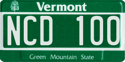VT license plate NCD100