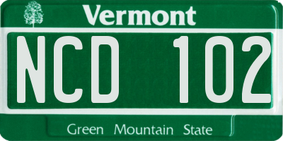 VT license plate NCD102