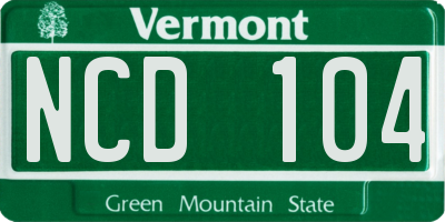 VT license plate NCD104