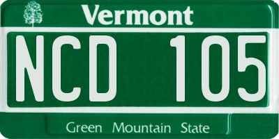 VT license plate NCD105