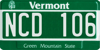 VT license plate NCD106