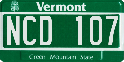 VT license plate NCD107