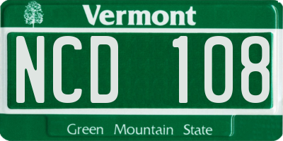 VT license plate NCD108