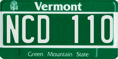 VT license plate NCD110