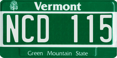 VT license plate NCD115