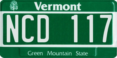 VT license plate NCD117