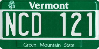 VT license plate NCD121
