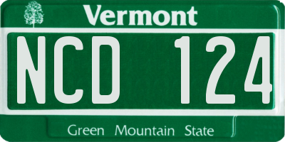VT license plate NCD124