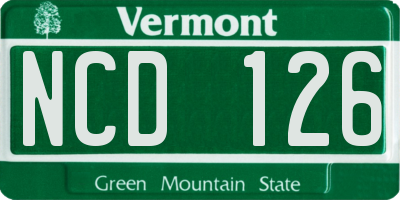 VT license plate NCD126