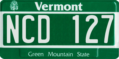 VT license plate NCD127
