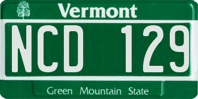VT license plate NCD129