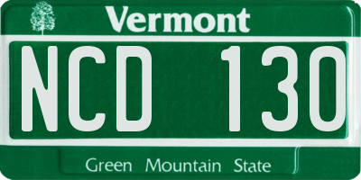 VT license plate NCD130