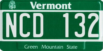 VT license plate NCD132