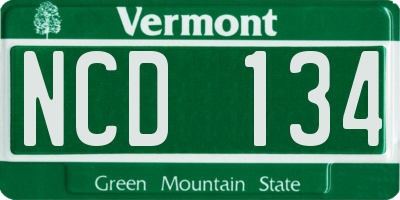 VT license plate NCD134