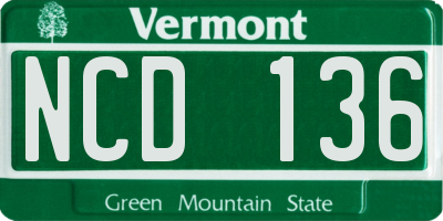 VT license plate NCD136