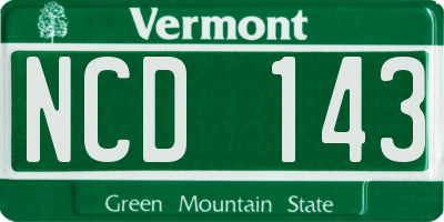 VT license plate NCD143