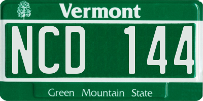 VT license plate NCD144