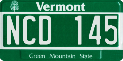 VT license plate NCD145
