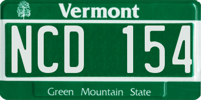 VT license plate NCD154
