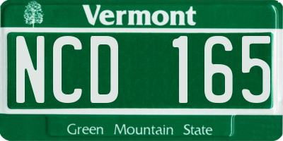 VT license plate NCD165