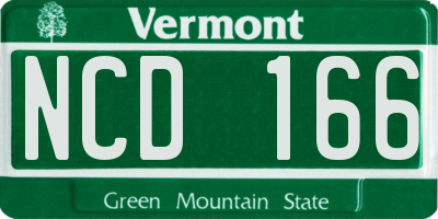 VT license plate NCD166