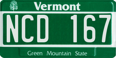 VT license plate NCD167