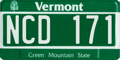 VT license plate NCD171