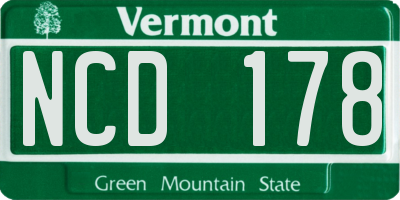 VT license plate NCD178