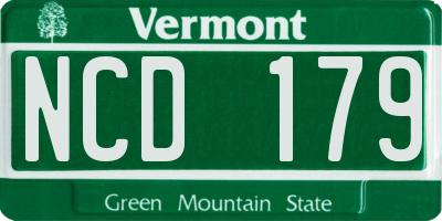 VT license plate NCD179
