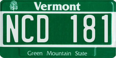 VT license plate NCD181