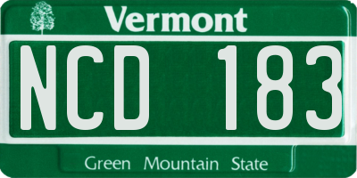 VT license plate NCD183